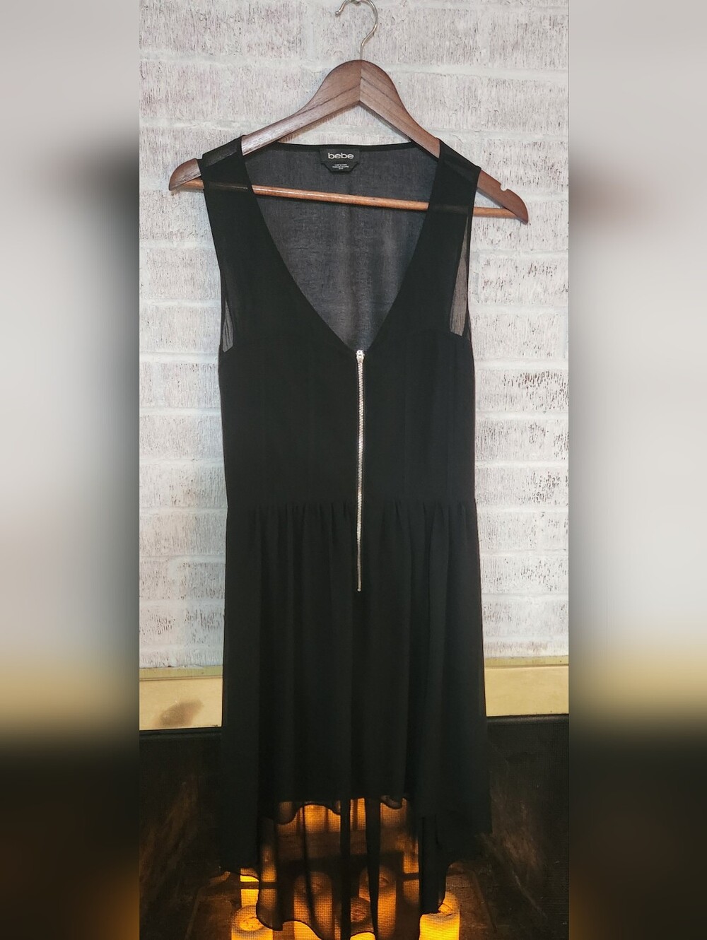 Bebe black hi low mesh cocktail dress